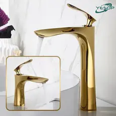 Torneira Dourada Banheiro Bica Alta Monocomando Misturador Inox Luxo 30cm/18cm Cromada/Preto Yesop