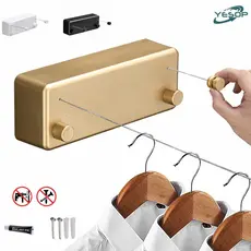 Varal De Parede Retrátil Automático Invisível 2 Cordas 40kg Economiza Espaço Apartamento Luxo Yesop