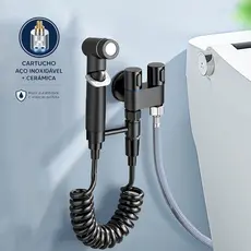Ducha Higiênica Válvula Dupla Conjunto De Pulverizador De Bidé De Parede Fosco Preto Yesop