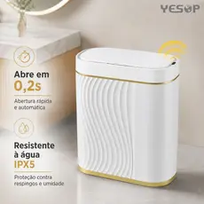 Lixeira com Sofisticada Sensor Automático Inteligente Toque Cesto Lixo Casa Quarto Banheiro Cozinha 8L Yesop