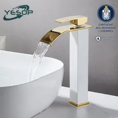 Espessamento de alta qualidade Torneira Banheiro Aço Inox Luxo Saída De Cascata Quente E Fria Misturador Yesop