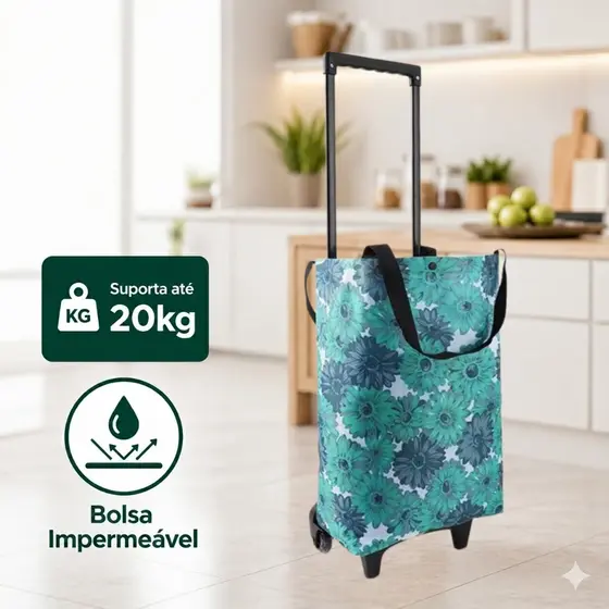 Carrinho Dobrável para Compras e Escadas 20L Portátil Multifuncional Estrutura em Aço Reforçada Resistente Yesop