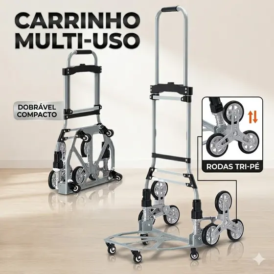 Carrinho De Mão Dobrável Sobe Escada 100kg 10 Rodas Alumínio Reforçado Portátil Yesop