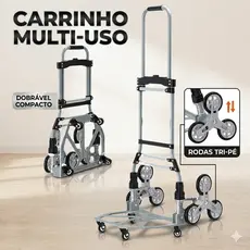 Carrinho De Mão Dobrável Sobe Escada 100kg 10 Rodas Alumínio Reforçado Portátil Yesop