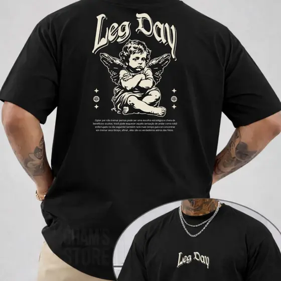 Camisa Camiseta Masculina e Feminina Pré treino Leg day 100% Algodão Musculação Fit treino bodybulder