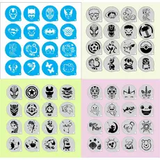 Stencil Personagens Infantis Kit (5) 64 Moldes 7x7cm