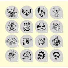 Stencil Personagens (14) Infantis Kit 16 Moldes 7x7cm
