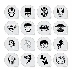 Stencil Personagens Infantis Kit 16 Moldes 7x7cm