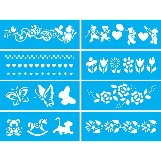 Stencil Kit 8 Peças 19x7cm Molde Pintura Pronta Entrega