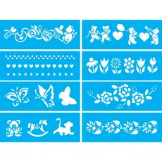 Stencil Kit 8 Peças 19x7cm Molde Pintura Pronta Entrega