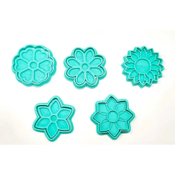 Kit 5 Cortador Marcador Flores Cookie Americana