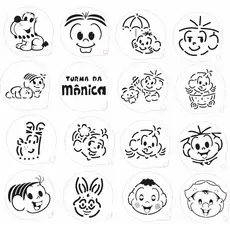 Stencil Turma da Mônica Infantis  Kit 16 Moldes 7x7cm