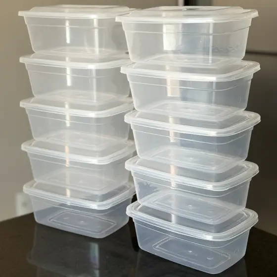Kit 10 Potes 1 Litro Transparente Freezer Micro-ondas Marmita Fitness Kit Pote Mantimentos