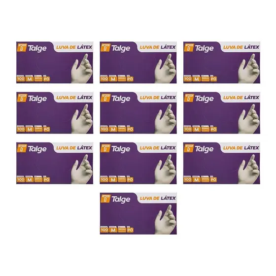 Luva Látex Com Pó Tamanho P;M;G Talge – Kit com 10 Caixas