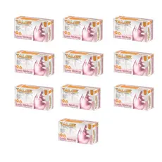 Luva Nitrílica Rosa Sem Pó Talge – Kit com 10 Caixas