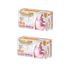 Luva Nitrílica Rosa Sem Pó Talge – Kit com 2 Caixas
