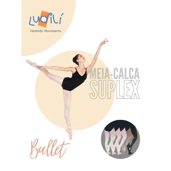 Meia Calça Conversível Fio 80 com furo no Pé Suplex ballet Infantil / Adulto