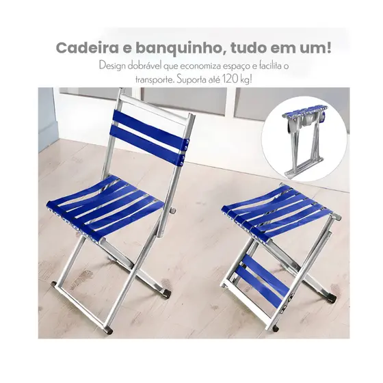 Banco Banqueta Cadeira C/ Encosto Reforçada De Ferro Camping