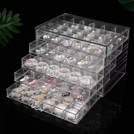 Organizador porta pedrarias e glitter 120 -72 divisórias acrílico caixa