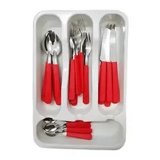 Jogo de Talheres Faqueiro Inox Com 25 peças Organizador Escorredor Garfo Faca Colher