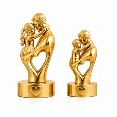 Kit 2 Estatueta Pai E Filho E Filha Abraço Com Coração