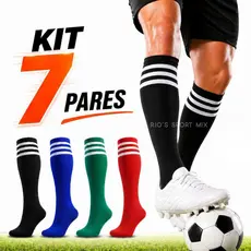 7 Pares de Meião de Futebol Jogador Cano Alto Jogador de Futebol Adulto