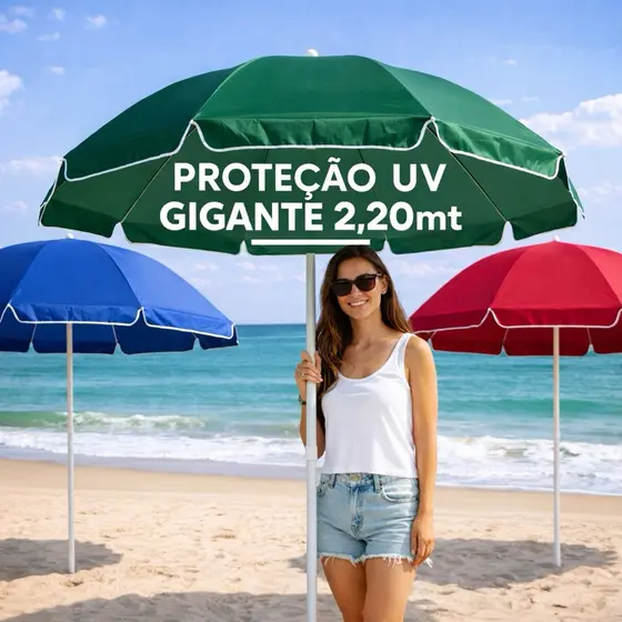 Guarda Sol Gigante Proteção UV  2,20 Metros Praia Piscina Camping