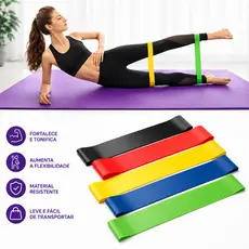 Kit Mini Band Com 05 Faixas Elásticas Mini Band Treine de 5 Grupos Musculares