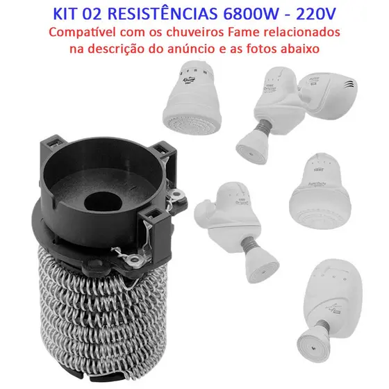 Kit 2 Resistência Kibanho 4T Super Ducha 4T - Banho Nosso 4T Original 4T 6800W 220V PRATIMIX