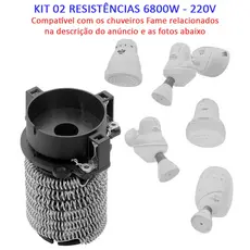 Kit 2 Resistência Kibanho 4T Super Ducha 4T - Banho Nosso 4T Original 4T 6800W 220V PRATIMIX
