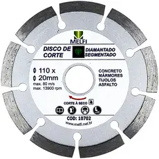 Kit de Disco de Corte Diamantado Segmentado 110 x 20mm Corte de Tijolos, Asfalto, Concreto, etc
