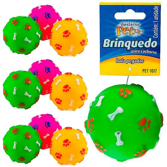 Kit de Bola Diametro 8cm para Cachorro com Som e Pegadas | Brincar e Interagir com Pessoas e Animais