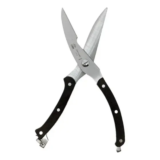 Kit Tesoura Profissional Inox 25cm para Cozinha Trinchar Frango Carne Peixe Multiuso Cabo Madeira