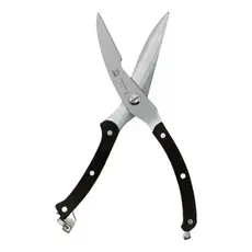 Kit Tesoura Profissional Inox 25cm para Cozinha Trinchar Frango Carne Peixe Multiuso Cabo Madeira