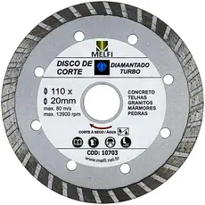 Kit de Disco de Corte Diamantado 110x20mm c/ Anel de Redução 16,0mm Utilizado na Serra Mármore