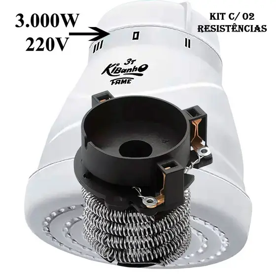Kit 02 Resistência Pratimix 3200W 220V Norte Nordeste FAME Super Ducha Kibanho Evidence  Elegance