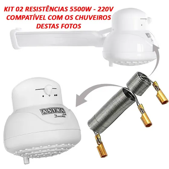 Resistência Astra Ducha Art Banho Divina Ducha Ducha Única Vita PMR Kit 2 Unidades