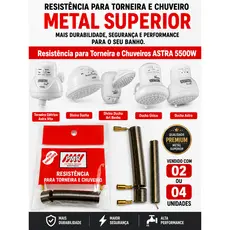 Resistência PMR Astra Art Banho Divina Ducha Vita 5500W 127V ou 220V Kit 2 ou 4 Unidades