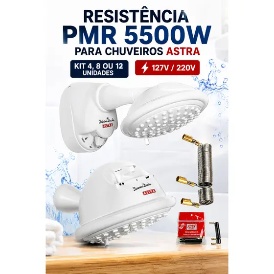 Resistência PMR Astra 5500W Vita Art Banho Divina Ducha Única Kit Atacado 127V 220V
