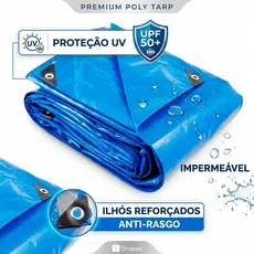 Lona Plástica Azul 100 Micras Impermeável Com Ilhós UV Reforçada BERG