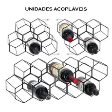 kit 2 adegas acoplável comeia de mesa para vinho decoração de arame