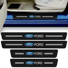 Kit 4 Peças Adesivo Soleira de Porta Carro Compatível Ford Proteção Fibra de Carbono Anti Arranhões