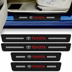 Kit 4 Peças Adesivo Soleira Porta Carro Compatível Toyota Proteção Fibra de Carbono Anti Arranhões