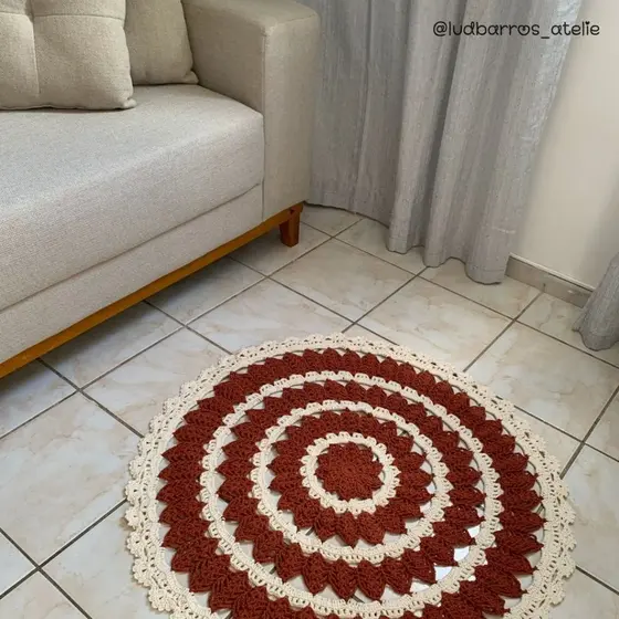 Tapete Pétalas em Crochê 92cm / Tapete em Crochê 1 ou 2 cores / Tapete redondo em crochê para sala e diversos ambientes
