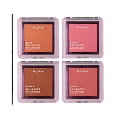 Blush Compacto Ruby Rose (Sortidos) HB861 Alta Pigmentacao Matte Cintilante Rosto Textura Aveludada Efeito Natural