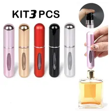 Kit 3 Pcs Porta Perfume Recarregavel Portatil Spray 5ml