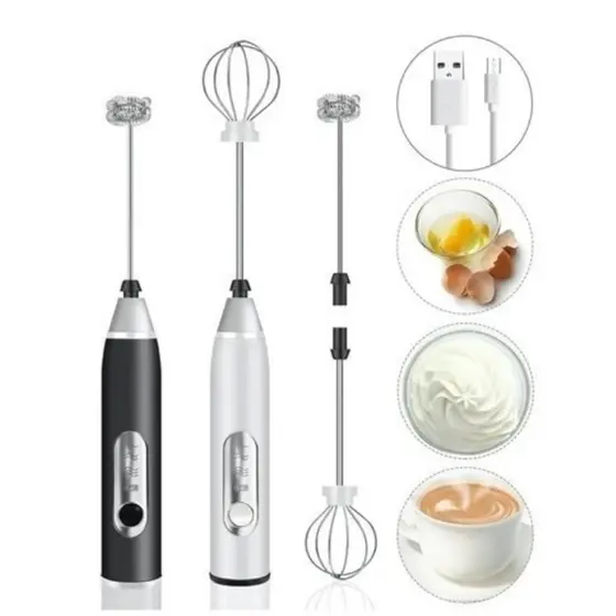Batedor Misturador Mixer Elétrico portátil Recarregável Para Bebi Leite Café Ovo 2 em 1