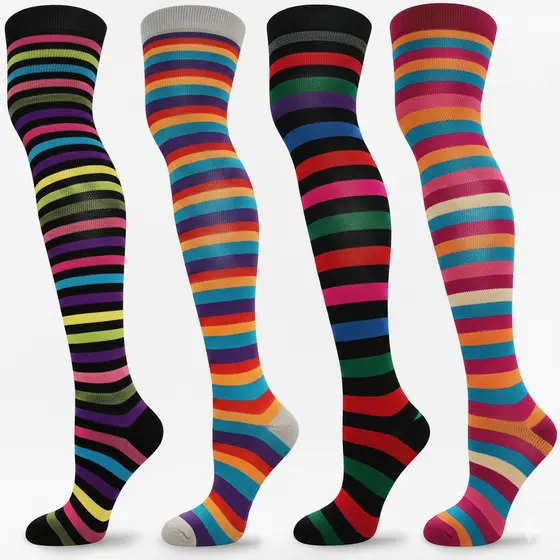 Meias Listradas Meia 3/4 Frio Infantil Quente Veste 26 ao 36 Arco-Íris Boneca de Trapo Carnaval Chiquititas 1, 2, 3 ou 4