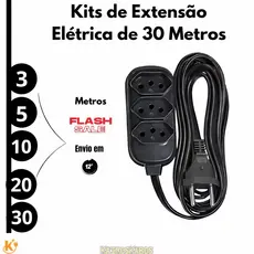 Extensão Eletrica de 3 Metros com 3 Tomada Bivolt - 10 Amperes - Resistente