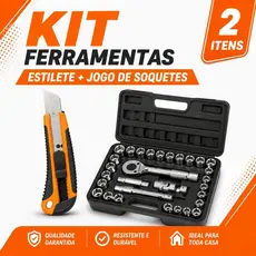 Estilete + Jogo de Soquetes 40 Peças Catraca para Reparos e Manutenção